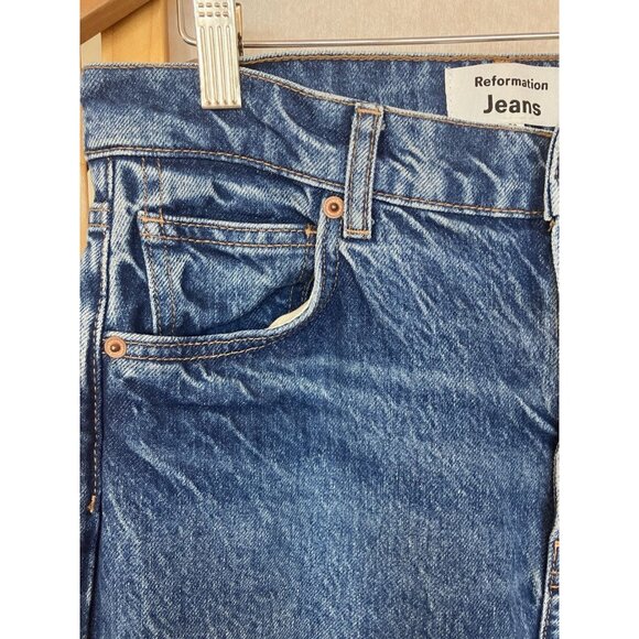 REFORMATION Women's Abby High Rise Straight Leg Denim Blue Jeans Size 28 - Picture 4 of 13